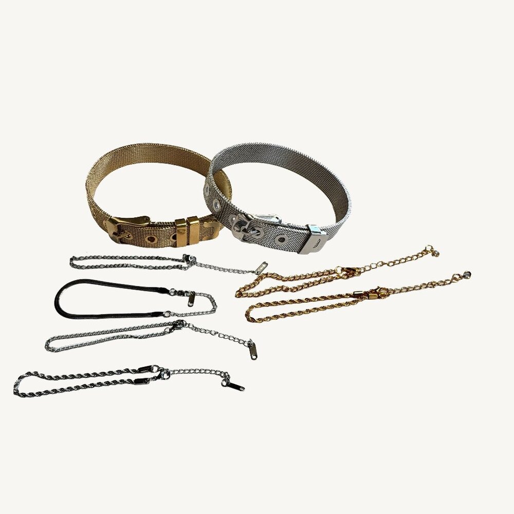 Costume Jewelry Silver and Gold Bundle of Bracelets